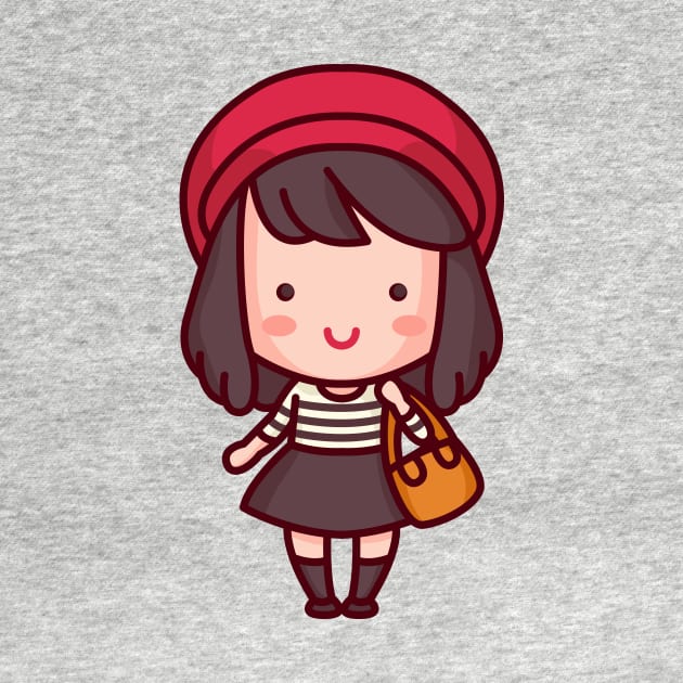 Kawaii French Parisian Girl Character by SLAG_Creative